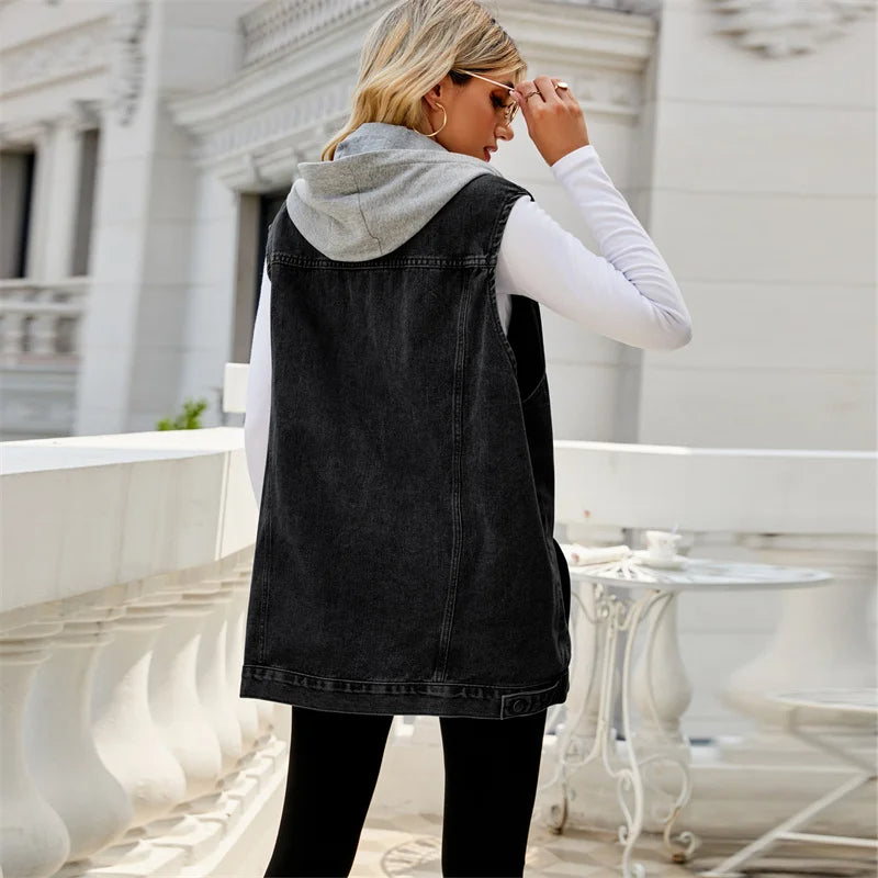 ELENA HOODED DENIM VEST