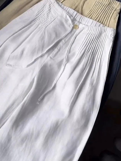 Cotton and linen blend trousers