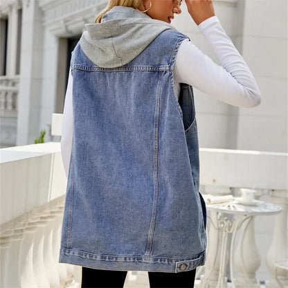 ELENA HOODED DENIM VEST