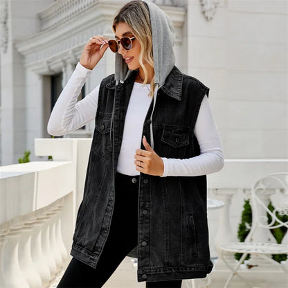 ELENA HOODED DENIM VEST