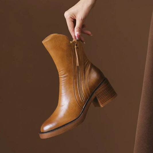 CLARA LEATHER ANKLE BOOTS
